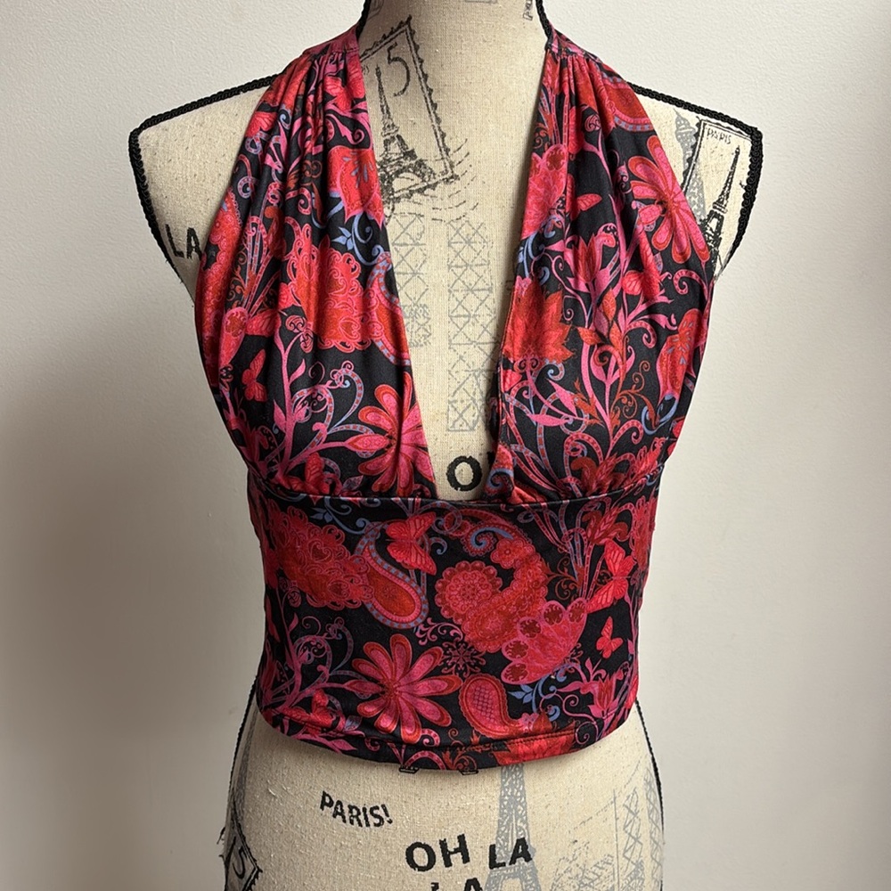 SHEIN Paisley Fitted Crop Top